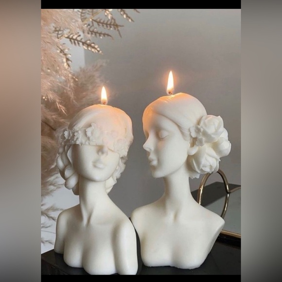 Handmade Other - Handmade Soy Wax Art Candle | Woman Face Floral Design
